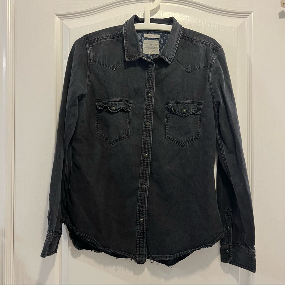 American Eagle Slim Fit Denim Shirt Jacket – Black Wash Size M
